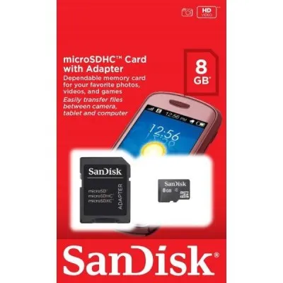SANDISK MICRO SD 8GB AVEC ADAPTATEUR