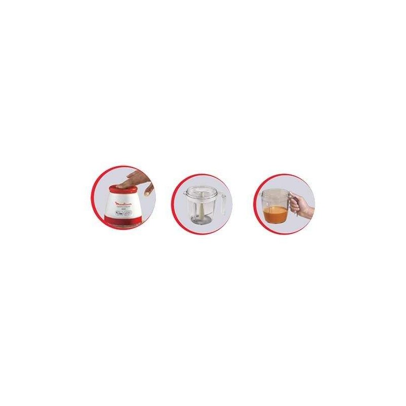 Mini hachoir 360W MOULINEX -BLANC & ROUGE (DJ4021EG) MOULINEX - 1