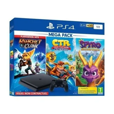 Console Sony PS4 slim 1T+ CTR+Spyro+Ratchet Clank noir (PS4 SLIM 1T)