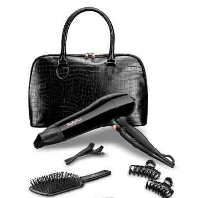 Coffret sèche cheveux babyliss +sac +brosse +pince 2000W -Noir (5737PE)