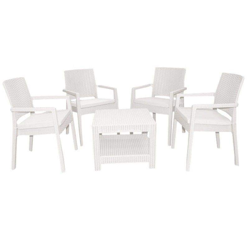 Salon de Jardin MARQUISE 4 Chaises + Table SOTUFAB -Blanc (CHS080-Blanc)