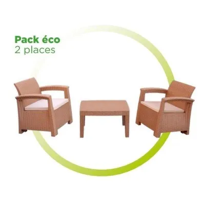 Salon Jardin Syphax 2 places PACK ECO -Light Taupe SOFPINCE