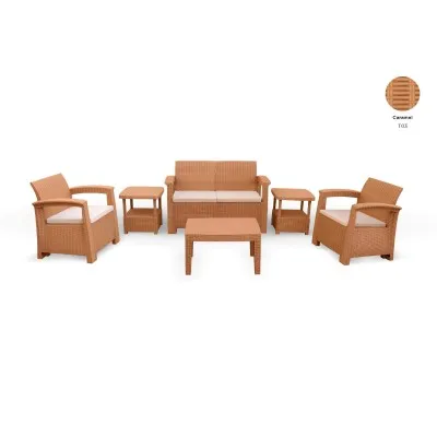 Salon Jardin Syphax 4 places Pack Smart Sofpince -Caramel SOFPINCE