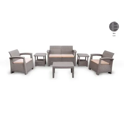 Salon Jardin Syphax 4 places PACK SMART -Gris SOFPINCE
