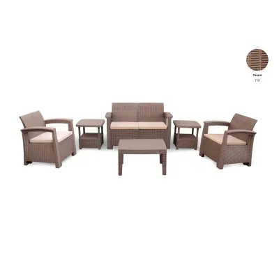 Salon Jardin Syphax 4 places Sofpince Pack Smart -Taupe