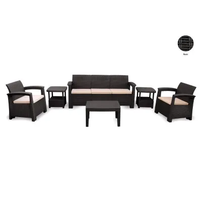 Salon Jardin Syphax 5 places PACK CONFORT -Noir SOFPINCE