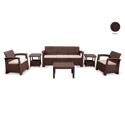 Salon Jardin Syphax 5 places PACK CONFORT -Marron SOFPINCE