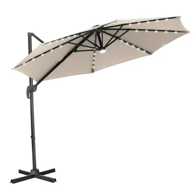 Parasol déporté en aluminium avec LED (ELIOS)