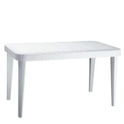 Table rotin prestige blanc