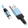 Câble USB HOCO U90 Magnétique Avec Led Pour Micro-usb -Bleu