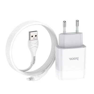 Chargeur HOCO C73A 2.4A Pour IPHONE 2 Ports USB -Blanc