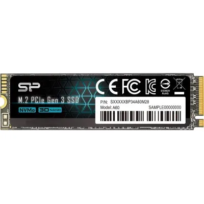 DISQUE DUR INTERNE SILICON POWER PCIe Gen3x4 1 TO SSD NVME M.2  - (SP001TBP34A60M28)