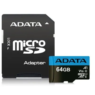 ADATA CARTE MEMOIRE 64GO AVEC ADAPTATEUR MICRO SD (AUSDX64GUICL10A1-RA1)