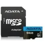 ADATA CARTE MEMOIRE 64GO AVEC ADAPTATEUR MICRO SD (AUSDX64GUICL10A1-RA1)