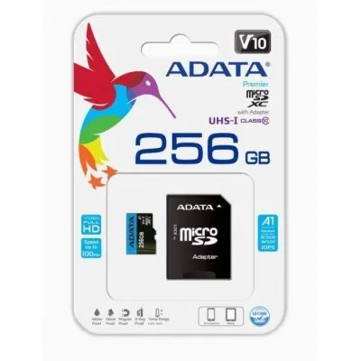 Carte Mémoire Adata 256GB Classe 10 Micro SDXC Avec Adaptateur