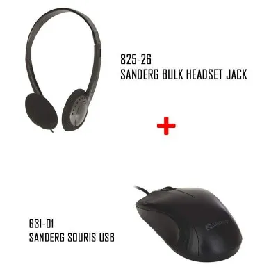PACK SANDBERG CASQUE BULK HEADSET + SOURIS USB (PCK2-SNDB)