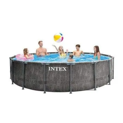 PISCINE TUBULAIRE INTEX ROND BALTIK EFFET BOIS 4.57 X 1.22 M 26742NP Chez affariyet pas cher