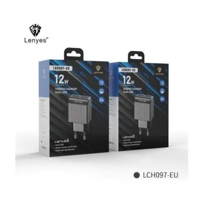 Chargeur LENYES Micro USB 2.4A 12W 2xUSB -Noir