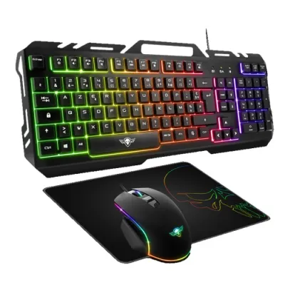 ENSEMBLE GAMING SPIRIT OF GAMER CLAVIER+SOURIS+TAPIS-NOIR