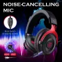 Casque Micro Filaire Gamer Son Stéréo 3D -Noir & Rouge