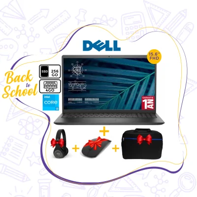 Pack Rentrée scolaire Pc Portable Dell Vostro 3510 i3 11è Gén 4 Go/256 Go SSD + Cadeaux