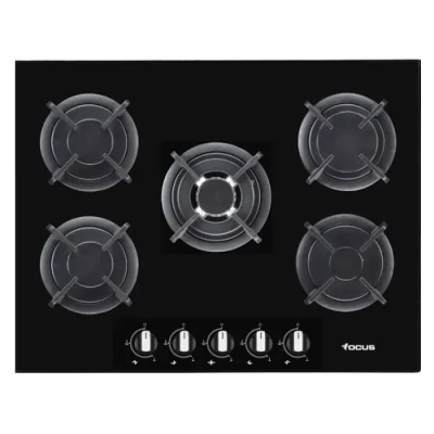 Plaque De Cuisson Focus 5 Feux Vitro Crystal 90 Cm -Inox