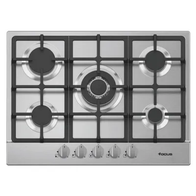 Plaque De Cuisson Focus 5 Feux 70Cm Fonte Thermocouple -Inox
