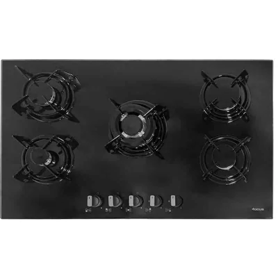 Plaque De Cuisson Focus 5 Feux 86Cm Fonte Thermocouple -Noir