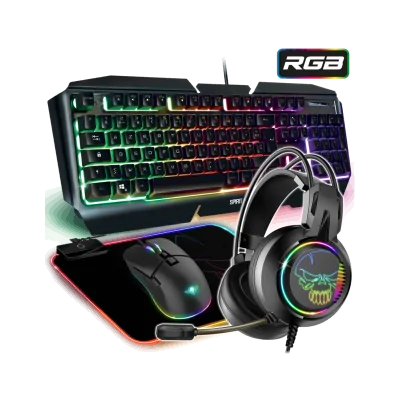 Pack Gaming Spirit Of Gamer 4en1: Clavier + Casque + Souris + Tapis