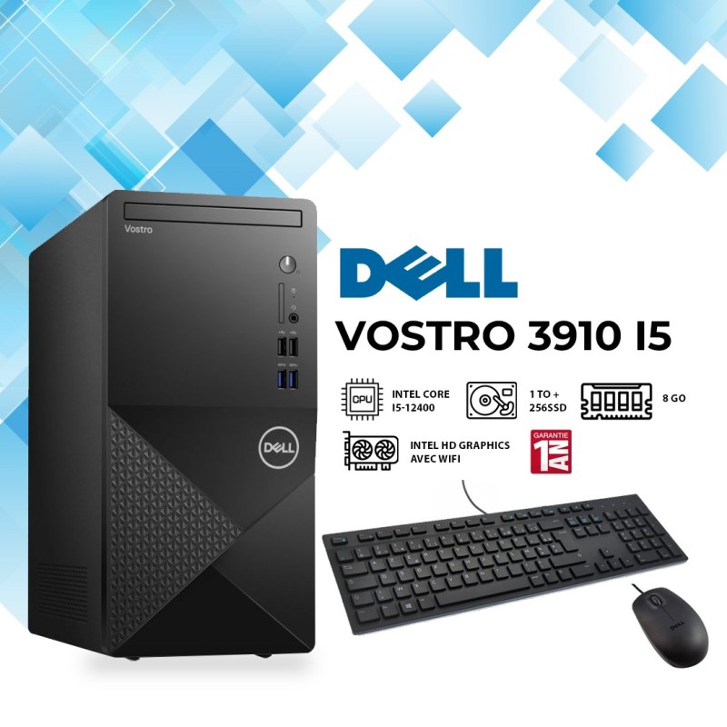 Pc De Bureau DELL Vostro 3910 I5 12È Gén 8Go/1To+256SSD /Wi-Fi 6 - Noir-affariyet