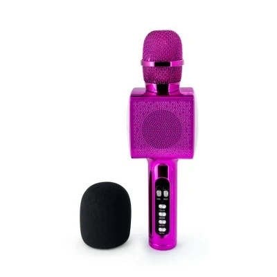 Microphone Karaoke avec effets lumineux Rose - PARTYBTMIC2PK