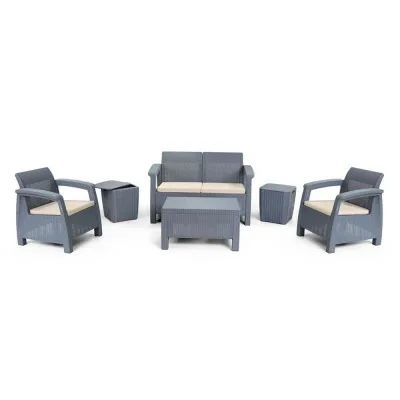 Salon De Jardin Carthage 6 Places SOTUFAB -Gris