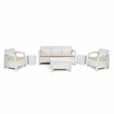 Salon Carthage 7Places (2Tabourets_Coffres) Sotufab -Blanc