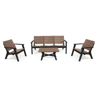 Salon Central Park 5Places Basic Bois Sotufab -Taupe