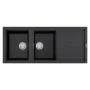 Évier De Cuisine Encastrable FOCUS Graniteck 2 Bacs + égouttoir 116cm -Noir chez affariyet pas cher