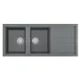 Évier De Cuisine Encastrable FOCUS Graniteck 2 Bacs + égouttoir 116cm - Titanium chez affariyet pas cher