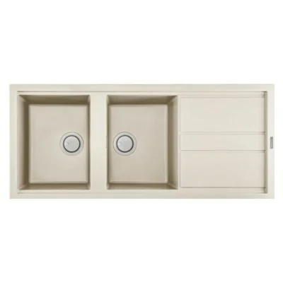 Évier De Cuisine Encastrable FOCUS Graniteck 2 Bacs + égouttoir 116cm -Champagne chez affariyet pas cher