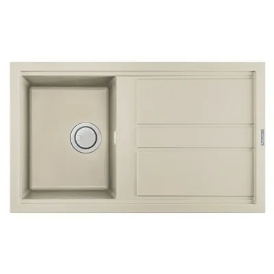 Évier De Cuisine Encastrable FOCUS Graniteck 1 Bac + égouttoir 86cm -Champagne