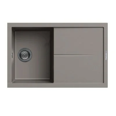 Évier De Cuisine Encastrable FOCUS Graniteck 1 Bac + égouttoir Filo 100cm -Grège chez affariyet pas cher