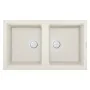 Évier De Cuisine Encastrable FOCUS Graniteck 2 Bacs -Blanc