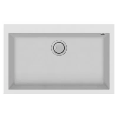 Évier De Cuisine Encastrable FOCUS Graniteck 1 Bac 80cm -Blanc chez affariyet pas cher