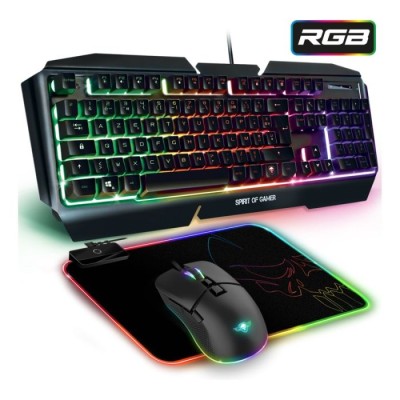 Pack de 3en1 Gamer SPIRIT OF GAMER Ultimate MK500 RGB - Noir