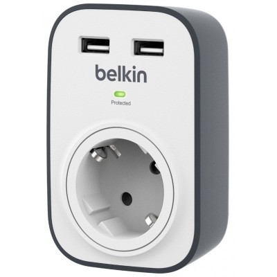 Prise BELKIN avec chargement USB partagé 2x 2.4a - Blanc