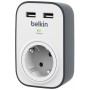 Prise BELKIN avec chargement USB partagé 2x 2.4a - Blanc