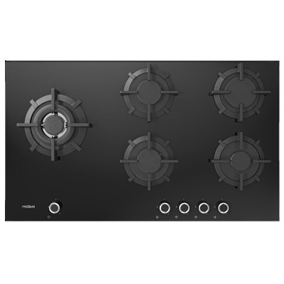 Plaque De Cuisson 90 cm à Gaz PREMIUM 5 Feux -Noir