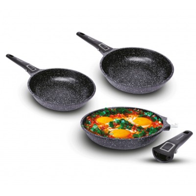 Set De 3 Poêles TECHWOOD -Gris Chez affariyet pas cher