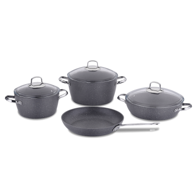 Set 7 Pièces Granite KORKMAZ NEA -Gris