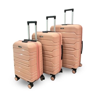 Set De 3 Valises Titou Avec Roues Fixes -  Rose/Saumon Matte