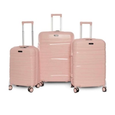 Set De 3 Valises Incassable Avec Roues Démontables - Saumon Brillant