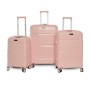 Set De 3 Valises Incassable Avec Roues Démontables - Saumon Brillant
